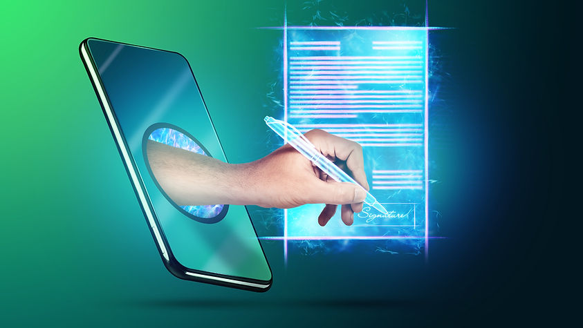 Concept of electronic signature, busines